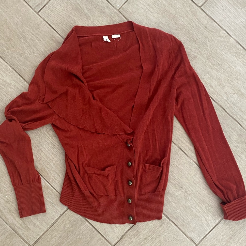 Anthropologie burnt red cardigan by MOTH, size s small
